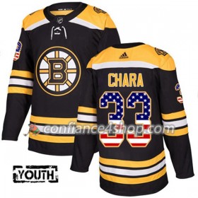 Adidas Maillot de Hockey Boston Bruins Zdeno Chara 33 2017-2018 Noir USA Flag Fashion Authentic - Enfant